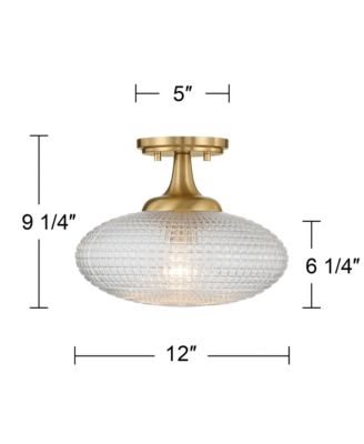 Possini Euro Voltri 12"W Warm Brass and Vintage Glass Ceiling Light