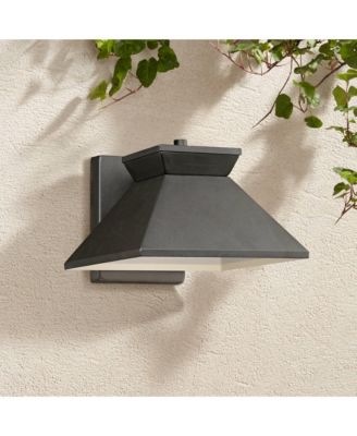 Whatley Rustic Industrial Outdoor Wall Light Fixtures Set of 2 Metal LED 6 1/4" for Post Exterior Barn Deck House