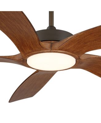 56" Mach-5 Bronze and Koa LED Ceiling Fan with 24" Rod