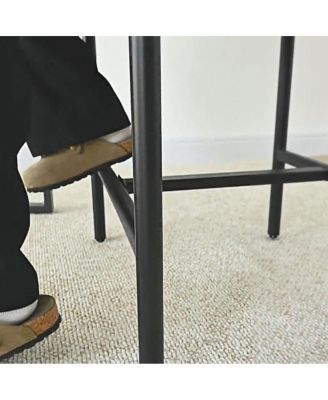 1 Piece Velvet Counter Height Stool with Arms Back and Metal Legs