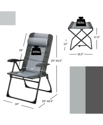 4PCS Folding Patio Recliner Chair and Ottoman Set w/ Adjustable Backrest