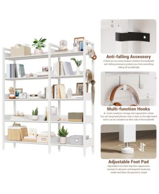 5-Tier Convertible Retro Corner Bookshelf, Dual Splicing Modes Display Storage Shelf