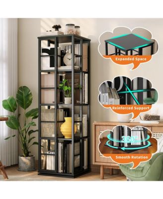 54" 360degree(s) Rotating Corner Bookshelf, Industrial Floor Standing Storage Organizer