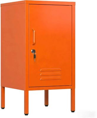 lockable metal nightstand with 2 adjustable shelves, modern side table with storage cabinet and door for bedroom or living room.