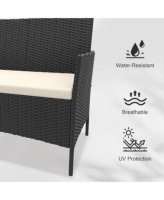 4 Pieces Patio Furniture Set, Outdoor Furniture with Soft Cushions and Coffee Table, All-Weather Rattan Outdoor Patio Set with Seats