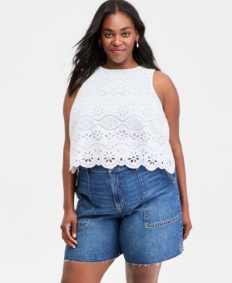 On 34th Women's Cotton Sleeveless Eyelet Tank Top, Macy's