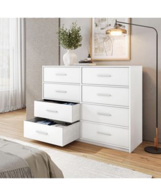 White 8-Drawer Fabric Dresser with Water-Resistant Top