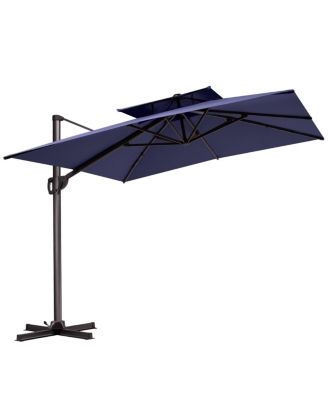 Outdoor Patio Double Top 9x11FT Aluminum Cantilever Umbrella 360degree(s) Rotation