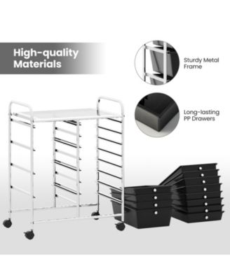 12-Drawer Utility Rolling Cart with Drawers Multi-Use Storage