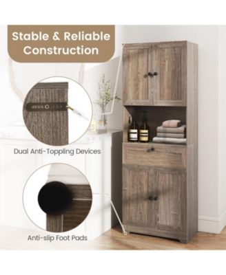 67.5-Inch-Tall Modern Freestanding Floor Storage Cabinet with 4 Doors and 1 Drawer