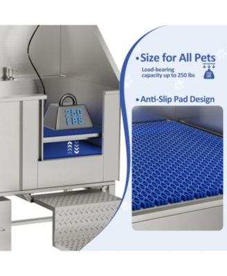 Zeus and Ruta Stainless Steel Pet Washing Station With Non Slip Mat For Cats Small Dogs Professional Grooming Bathtub Easy Clean