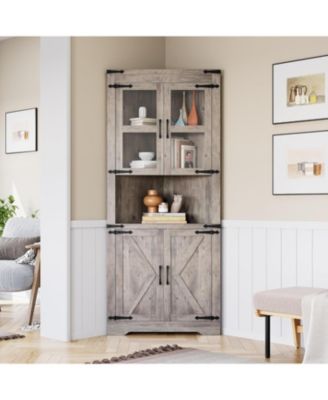 Farmhouse Corner Cabinet, Tall Corner Storage