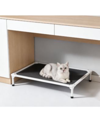 Zeus and Ruta Elevated Cat Bed with Teslin Mesh Large Portable Raised Pet Cot Durable Breathable Furniture for Indoor Outdoor