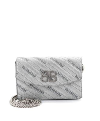 BB Chain Wallet Quilted Embroidered Glitter