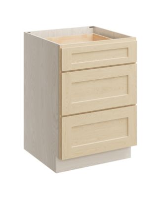 24" 3-Drawer Base Cabinet with Full Overlay HDF Drawer Fronts and Dovetail Drawers