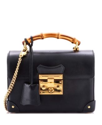 Small Padlock Bamboo Shoulder Bag Leather