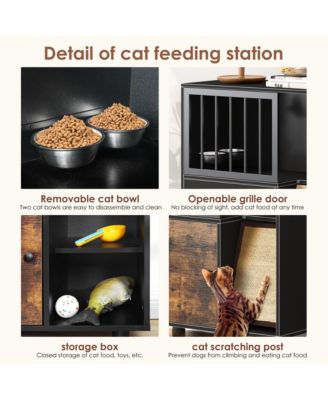 Zeus and Ruta Cat Feeding Station with Scratching Board Locker Storage Vintage Design