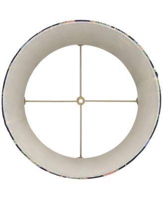 Sally 13" Top x 15" Bottom x 12" High x 12" Slant Print Lamp Shade Replacement Pleated Rose Floral Spider Harp Finial