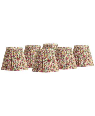 Nelle 3 1/2" Top x 6" Bottom x 5" High x 5" Slant Print Lamp Shade Replacement Set of 6 Red Yellow Floral Clip On Candelabra