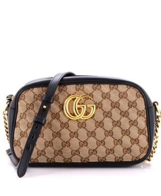 Small GG Marmont Shoulder Bag Diagonal Quilted GG Canvas with Leather