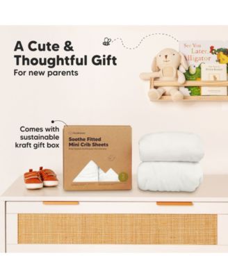 Mini Crib Sheets for Baby Girls, Boys, 2-Pack Soothe Pack and Play Sheets Fitted, Pack N Play Mattress Sheet