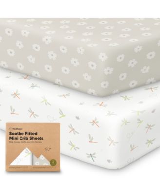 Mini Crib Sheets for Baby Girls, Boys, 2-Pack Soothe Pack and Play Sheets Fitted, Pack N Play Mattress Sheet