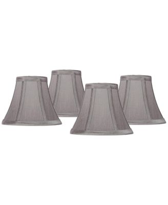 Set of 4 Bell Chip Chandelier Lamp Shades Pewter Small High Candelabra Clip-On Fitting