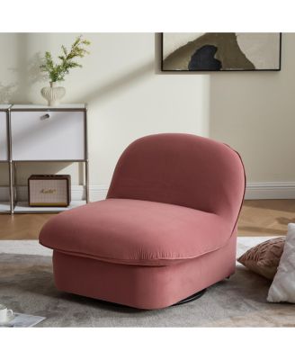 Swivel Accent Chair 360 Degree Metal Base Velvet Pumpkin Shaped Chair for Living Room Bedroom Office