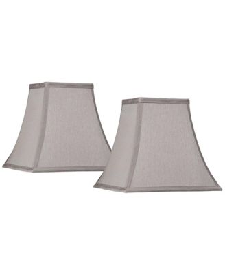 Collection Set of 2 Square Lamp Shades Pewter Small 5.25" Top x 10" Bottom x 9.5 High Spider with Replacement Harp and Finial Fitting