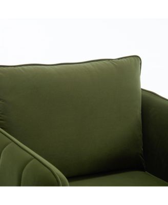 Accent Chair for Living Room Velvet Comfy Single Sofa Chair Mid Century Armchair with Pillow Metal Legs