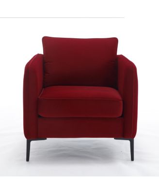 Accent Chair For Living Room Velvet Comfy Single Sofa Chair Mid Century Armchair With Pillow Metal Legs
