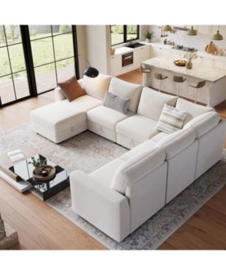 Modular Sectional Sofa-Cloud Sectional Couches- Couch Sectional with Large Storage and Ottoman for Living Room- l-Shape ( 7-Seater)