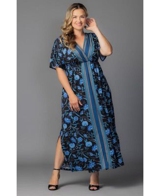 Plus Size Wanderlust Border Print Maxi Dress