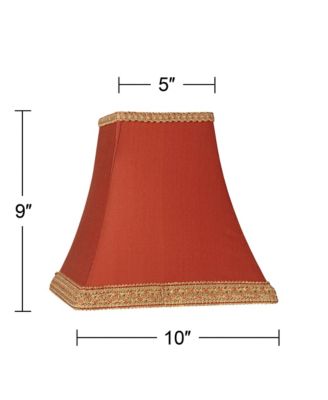 Set of 2 Square Lamp Shades Rust Small 5" Top x 9" Bottom x 10" High Spider with Replacement Harp and Finial Fitting