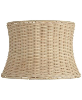 10" Top x 11 1/2" Bottom x 8" High x Lamp Shade Replacement Small Corset Drum Coastal Unbleached Rattan Harp Finial