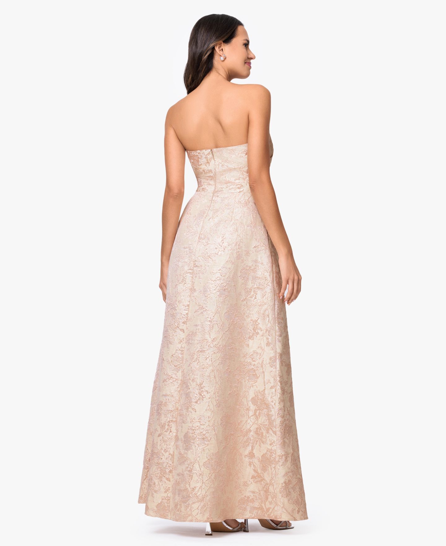 Женские платья XSCAPE Strapless Brocade Gown, цвет: Золотой — фото 5