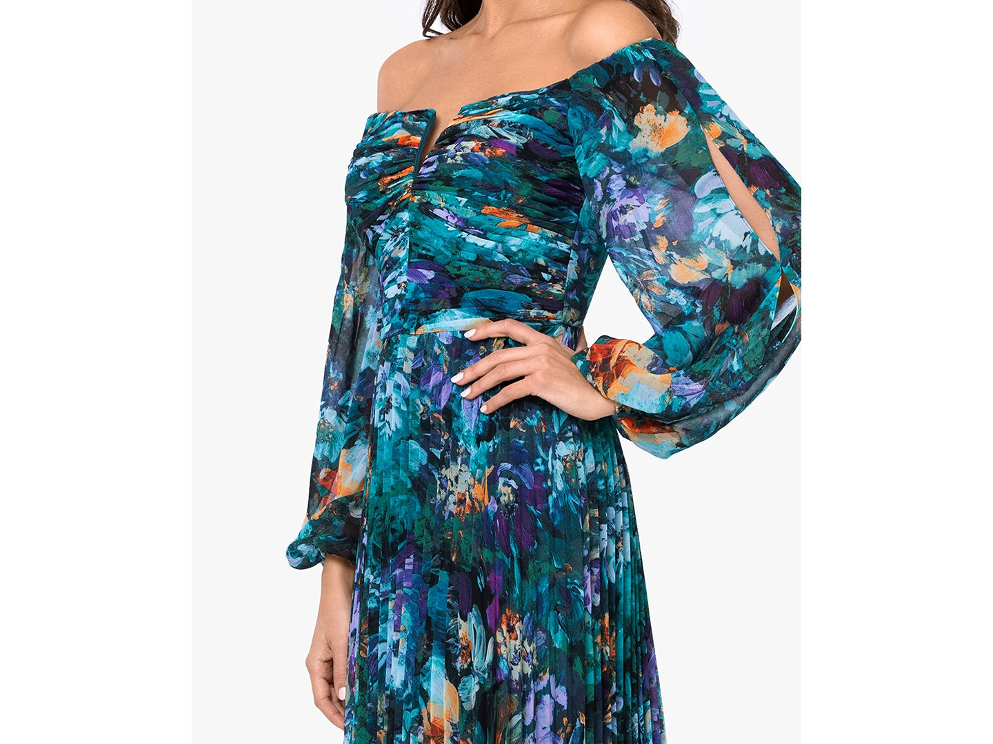Женские платья XSCAPE Off-The-Shoulder Long-Sleeve Gown, цвет: Разноцветный — фото 3