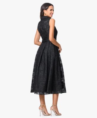 slim fit dress slacks Shawl-Collar Maxi Dress with 3D Floral Shoulders main image 0