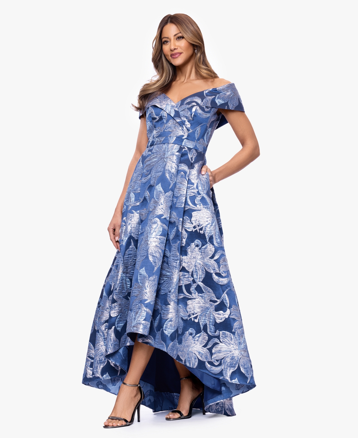 Xscape Women's Off-The-Shoulder V-Neck Gown