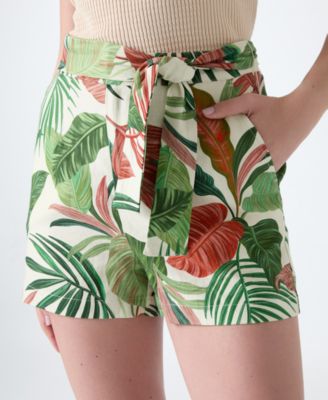 Women's Kirsten Belted High-Rise Linen Shorts