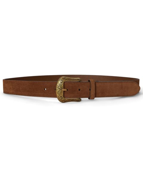 Женский ремень Lauren Ralph Lauren Suede Western, цвет: Светлый табачный