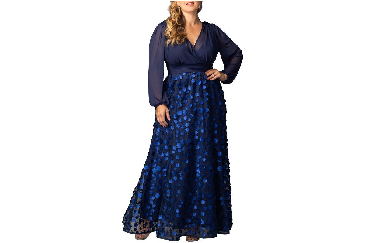 Kiyonna Plus Blossoming Beauty Mesh Evening Gown