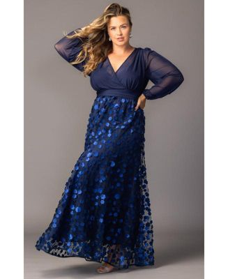 Plus Size Blossoming Beauty Mesh Evening Gown