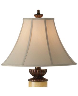 28.5" Tall Asian Inspired Table Lamps with Onyx Stone and Bell Shades, Set of 2