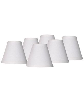 Set of 6 Hardback Empire Lamp Shades White Linen Small 3" Top x 6" Bottom x 5" High Candelabra Clip-On Fitting