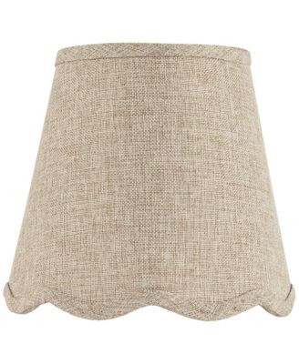 Set of 2 Scalloped Empire Lamp Shades Fawn Small 4" Top x 6" Bottom x 5.5" High Candle Clip Harp and Finial Fitting