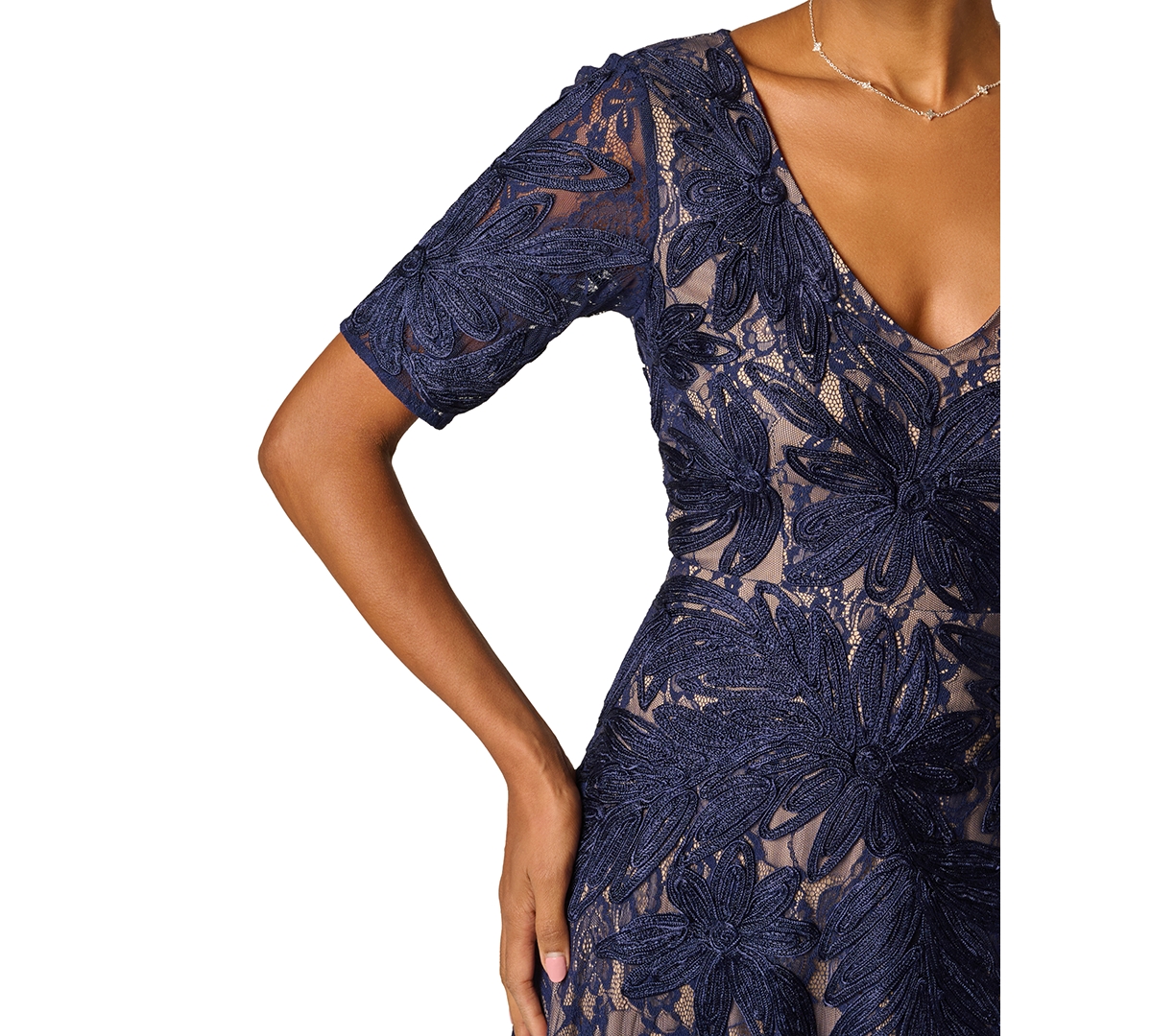 Adrianna Papell Women's V-Neck Lace Dress
