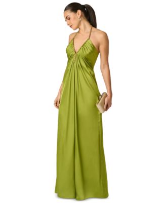 macys green dress mint prom ZAPAKA Women Prom Dress A-Line V Neck Floor-Length Beaded Tulle Light Green Evening Dress with Slit, Light Green / US2 A great day Maxi Dress Macy's Emerald Green