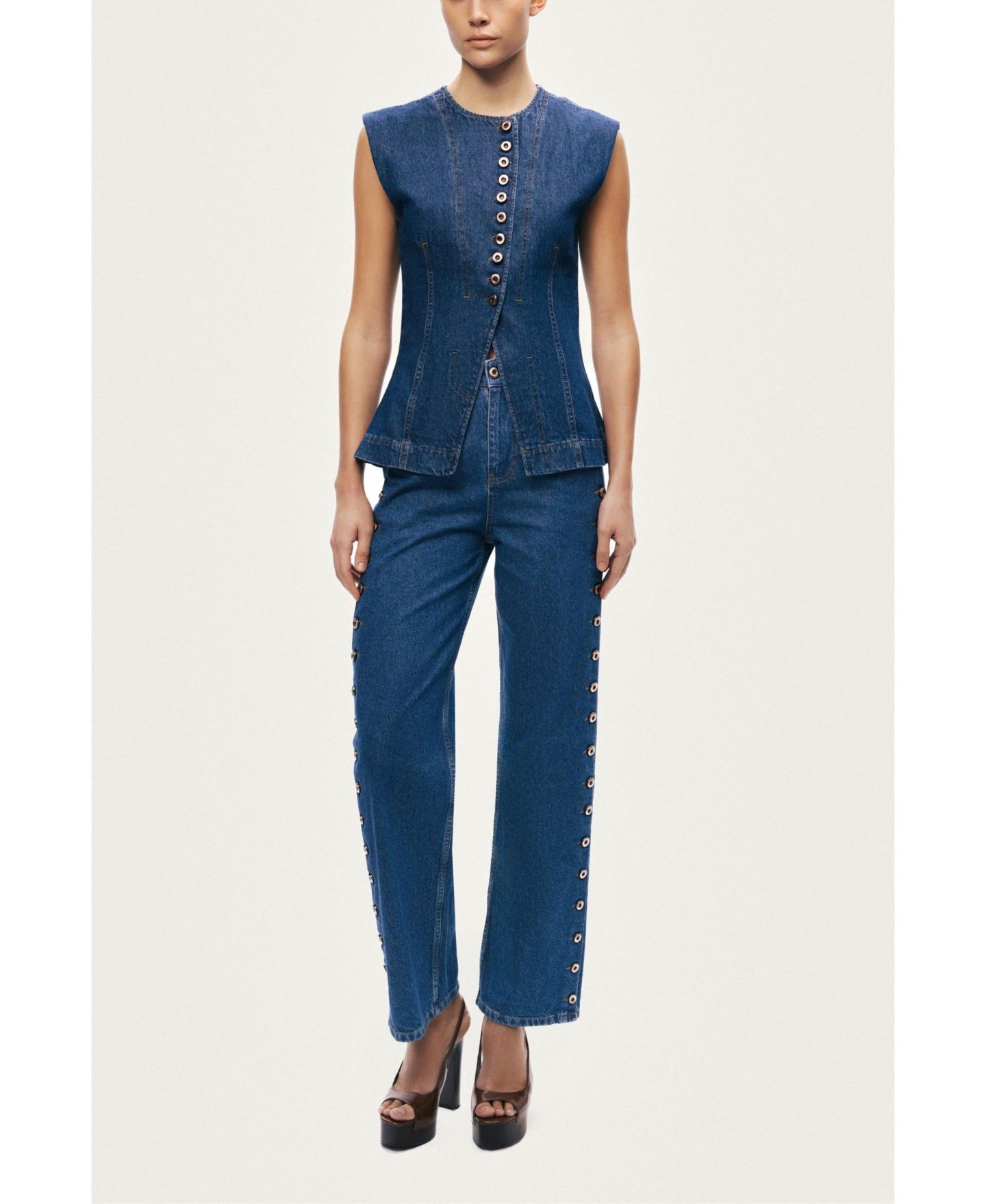 Женский жилет NOCTURNE Button-Front Denim — фото 2
