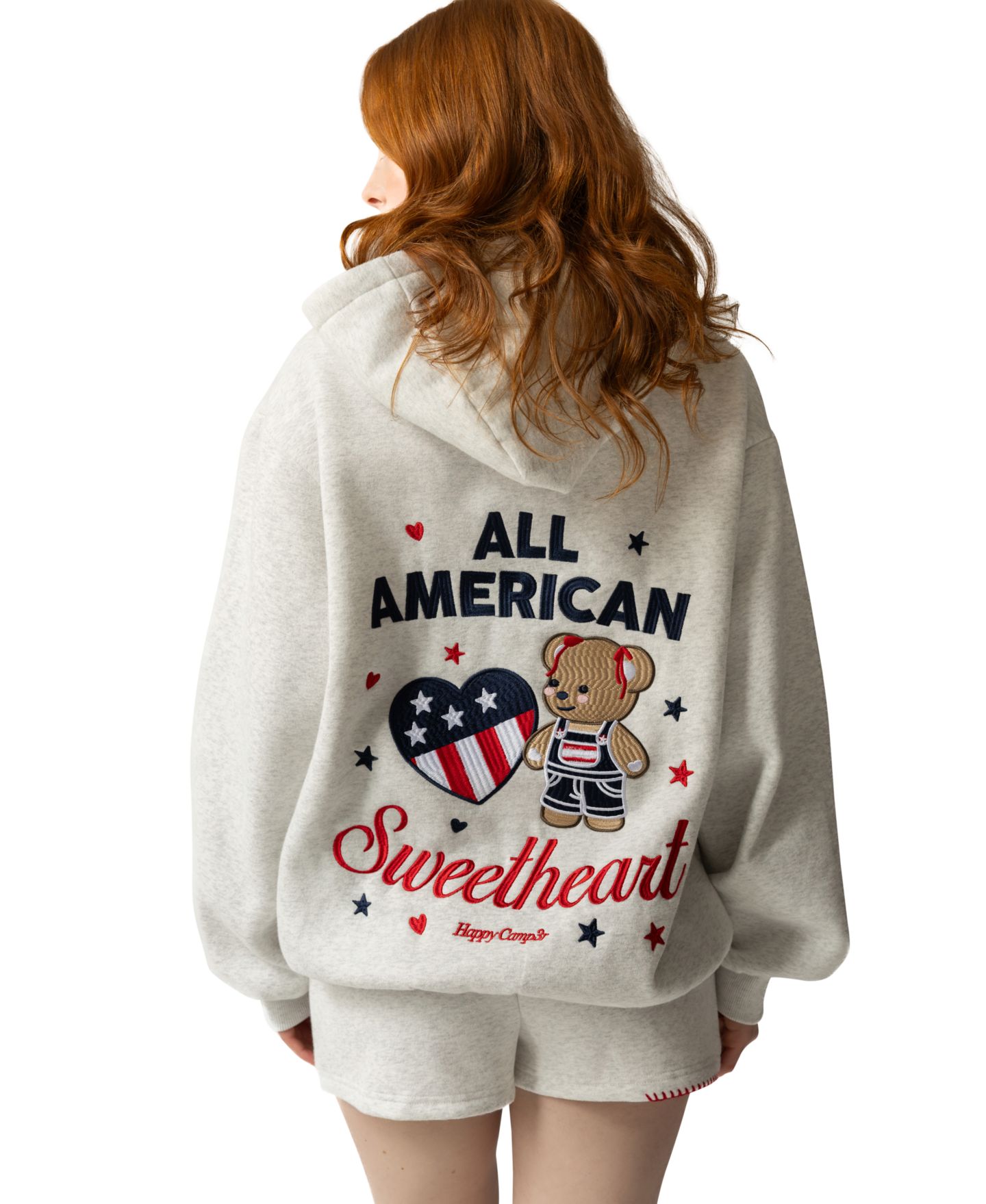 Женское худи The Happy Camp3r All American Long-Sleeve Hooded, цвет: Меланжевый серый — фото 6